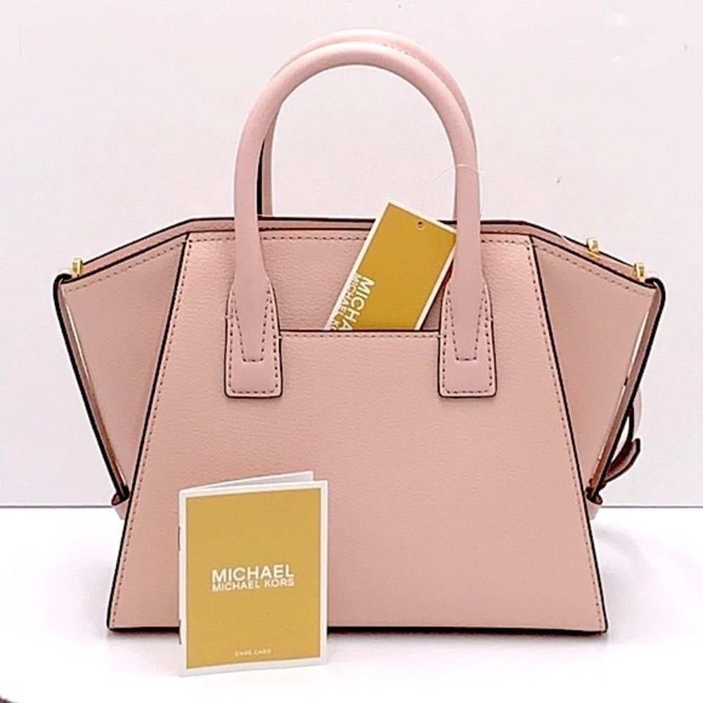 Michael Kors Avril Small Leather Top-Zip Satchel Powder Blush color - Picture 3 of 16
